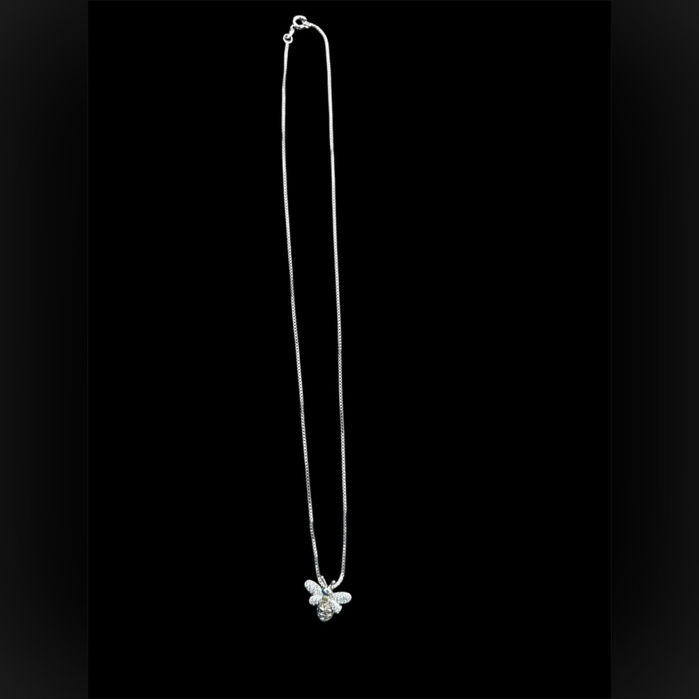 SCARLETT AND ELLA Sterling Silver Bee Pendant Necklace with Crystals w/18” Chain - Picture 2 of 8